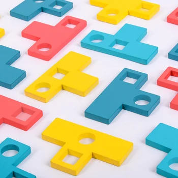 Mantıksal Düşünme Oyunu Tipi T Eşleştirilmiş Bulmacalar Oyuncak Geometrik Yapboz Çocuk Ev Okulu Malzemeleri Eğitici Montessori Ahşap Oyuncaklar 3