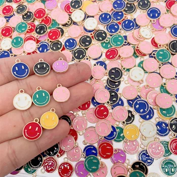 Karışık 20 Adet Renkli Alaşım Gülen Charm Yüksek Kaliteli Emaye Gülümseme Kolye Lüks Bilezik Küpe DIY Takı yapma malzemeleri
