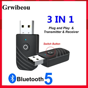 MİNİ 3 İN 1 3.5 mm Jack AUX USB Stereo Müzik Kablosuz Adaptör Bluetooth 5.0 Ses Alıcısı Verici TV Araba PC Kulaklık
