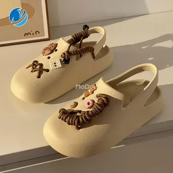 Mo Dou 2022 Yaz Yeni Stil bahçe ayakkabısı Ev Ve Açık kadın Sandalet Kaymaz Aşınmaya Dayanıklı Taban Nefes erkek terliği 0