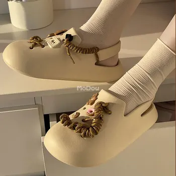 Mo Dou 2022 Yaz Yeni Stil bahçe ayakkabısı Ev Ve Açık kadın Sandalet Kaymaz Aşınmaya Dayanıklı Taban Nefes erkek terliği 3