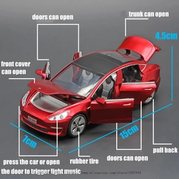 1: 32 Tesla MODELİ 3 Alaşım Araba Modeli Diecasts ve Oyuncak Araçlar Oyuncak Arabalar Çocuk Oyuncakları Çocuk Hediyeler İçin Çocuk Oyuncak