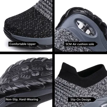 Bayan Flats bağcıksız ayakkabı Kadınlar için Çorap Ayakkabı Platformu 2021 Rahat Yumuşak Bayanlar Bahar Buty Damskie Sepatu Wanita Siyah 4