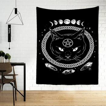 Kedi Gizemli Kehanet Büyücülük Goblen Duvar Asılı Halılar Baphomet Gizli Ev Duvar Siyah Serin Dekor Kedi Coven