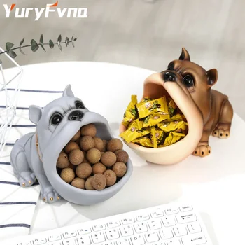 YuryFvna Yaratıcı Fransız Bulldog şeker kutusu Heykeli Köpek Hayvan Heykelcik Ayakkabı Dolabı Anahtar saklama kutusu Oturma Odası Ev Dekor İçin