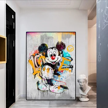 Disney Mickey Mouse Soyut Graffiti Posteri Baskılar Tuval Boyama Duvar sanat resmi Çocuklar İçin Oturma Odası Ev Dekorasyon