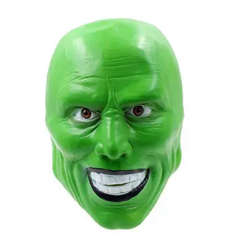 Cadılar bayramı Maskesi Jim Carrey Cosplay Yeşil Maske Kostüm Yetişkin süslü elbise Yüz Cadılar Bayramı Masquerade Parti Cosplay Filmler Maske