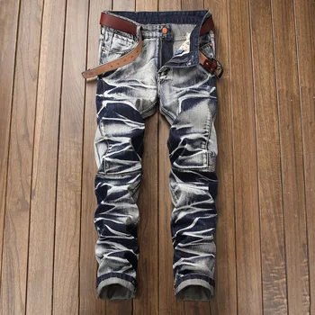QUANBO erkek Moda Retro Slim Fit Düz Kot 2021 Yeni Moda Renkli Süper Rahat günlük kot Pantolon