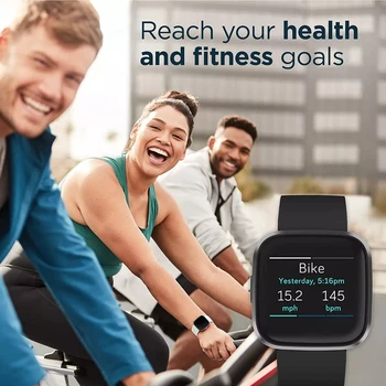 100 % Orijinal Fitbit Versa 2 akıllı saat Erkekler için Tam Dokunmatik Ekran Spor Spor İzle Su Geçirmez Android İçin 3