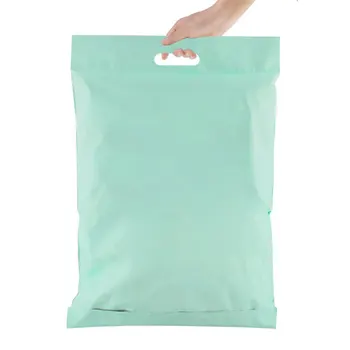 INPLUSTOP 50 adet / grup Taşınabilir Zarf Mailler Posta Çantası Nane Yeşil Tote Kurye Paketleme Çantası Poli Giysi saplı torbalar