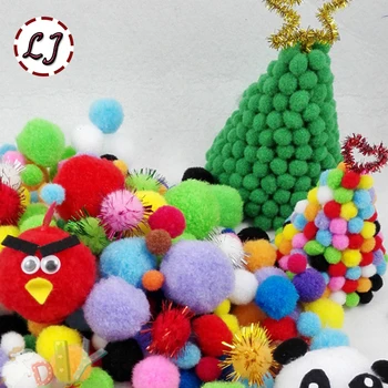 100 adet / grup 10mm karışık renk polyester küçük pom pom topu ev konfeksiyon parti zanaat dekorasyon çocuk el yapımı DIY malzeme