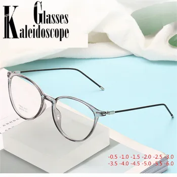 -1 -1.5 -2.0 -2.5 -3 -4 ila -6.0 Bitmiş Miyopi Gözlük Kadın Erkek Şeffaf Çerçeve Moda Öğrenci Kısa görüşlü Gözlük 0