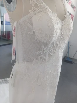 CloverBridal Ucuz robe de mariée Fildişi Mermaid Kolsuz Gelinlik Kadınlar için 2022 Illusion Arka Yan Fermuar Elbise L1400
