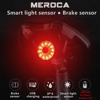 MEROCA WR15 Akıllı Bisiklet Kuyruk Arka İşık Otomatik Start Stop Fren IPX6 Su Geçirmez USB Şarj Bisiklet Kuyruk Arka Lambası Bisiklet led ışık