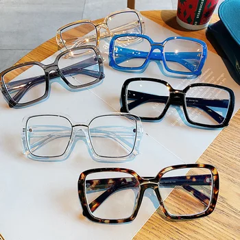 Imwete Büyük boy kare gözlük çerçevesi Anti mavi ışık gözlük kadın erkek Vintage bilgisayar gözlük gözlük çerçeveleri tüm maç cam 4