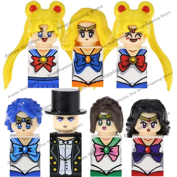 KF6035 Sailor Moon VENÜS MARS CIVA JÜPİTER CHİBA MAMORU karikatür Mini eylem oyuncak figürler Yapı Taşları anime tuğla hediyeler