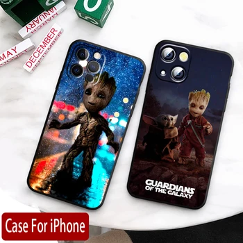 Kahraman Groot Guardians Galaxy Telefon Kılıfı İçin Apple iPhone 14 13 12 11 SE XS XR X 7 8 6 mini Artı Pro MAX 2020 Siyah Fundas