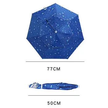 Kafa Şemsiye Şapka Çift Katmanlı Katlanabilir Baş Aşınma Güneş Koruyucu Şemsiye Mat Taşınabilir Yağmur Dişli Açık Balıkçılık Kamp Şemsiye 2