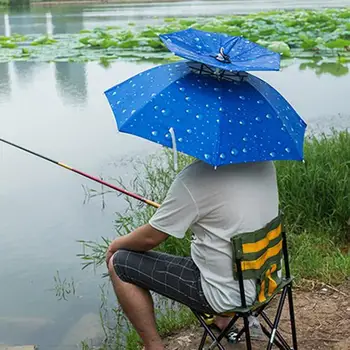 Kafa Şemsiye Şapka Çift Katmanlı Katlanabilir Baş Aşınma Güneş Koruyucu Şemsiye Mat Taşınabilir Yağmur Dişli Açık Balıkçılık Kamp Şemsiye 3