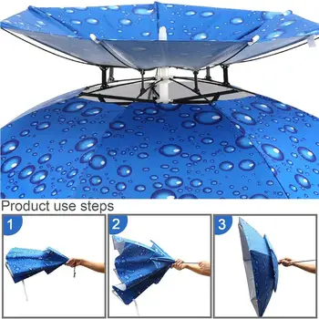 Kafa Şemsiye Şapka Çift Katmanlı Katlanabilir Baş Aşınma Güneş Koruyucu Şemsiye Mat Taşınabilir Yağmur Dişli Açık Balıkçılık Kamp Şemsiye 4