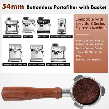 REKLAM Dipsiz Portafilter 54mm Breville Barista Serisi ve Espresso Makineleri, Portafilter Filtre Sepeti ile