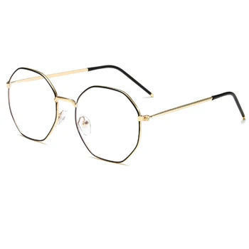 Elbru Anti-mavi ışık Metal gözlük çerçevesi kadın erkek Şeffaf Lens gözlük sahte gözlük düzensiz optik gözlük çerçevesi