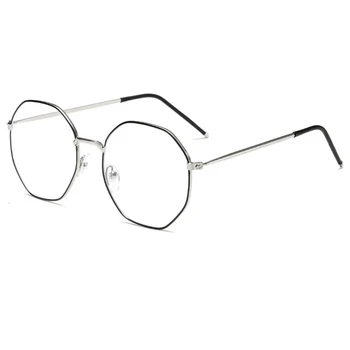 Elbru Anti-mavi ışık Metal gözlük çerçevesi kadın erkek Şeffaf Lens gözlük sahte gözlük düzensiz optik gözlük çerçevesi 3