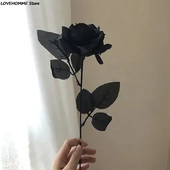 Gotik Siyah Gül Yapay Çiçekler Simülasyon Çiçekler Sevgililer Güller Çiçekler 3