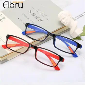 Elbru Ultralight okuma gözlüğü Kadın ve Erkek Retro Kare Reçine Presbiyopi Gözlük Unisex Görüş Bakım Gözlük+1+1.5+2+2.5+3+4 5
