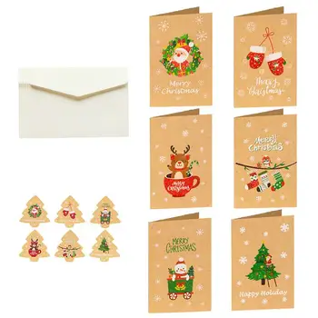 Merry Christmas zarflı kartlar Kraft Hediye karton kutu Davetiye Kartı Noel Partisi İyilik Malzemeleri Aile Arkadaşlar İçin