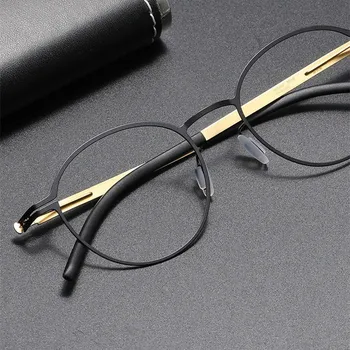 Almanya Marka Tasarım Gözlük Çerçeve Erkekler Tıbbi Havacılık Paslanmaz Çelik Vintage Yuvarlak Gözlük Kadınlar Hafif Gözlük 0
