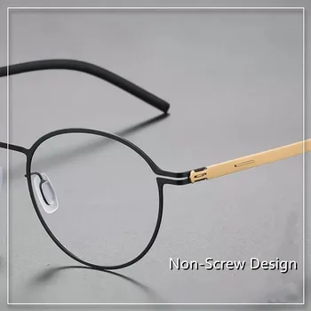 Almanya Marka Tasarım Gözlük Çerçeve Erkekler Tıbbi Havacılık Paslanmaz Çelik Vintage Yuvarlak Gözlük Kadınlar Hafif Gözlük 2