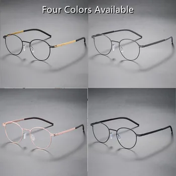 Almanya Marka Tasarım Gözlük Çerçeve Erkekler Tıbbi Havacılık Paslanmaz Çelik Vintage Yuvarlak Gözlük Kadınlar Hafif Gözlük 3