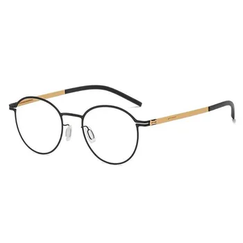 Almanya Marka Tasarım Gözlük Çerçeve Erkekler Tıbbi Havacılık Paslanmaz Çelik Vintage Yuvarlak Gözlük Kadınlar Hafif Gözlük 5