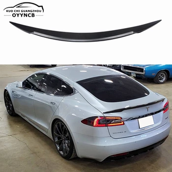 Tesla Model S için Karbon fiber Arka Spoiler Bagaj kanat-2022 RZ Stil FRP Mat karbon