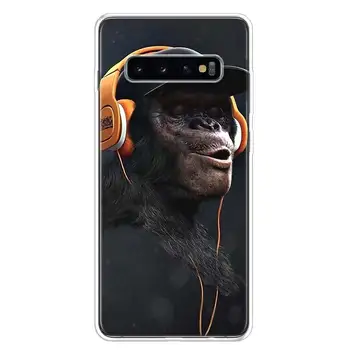 Komik Düşünme Maymun Kulaklık İle Sanat Yumuşak Yumuşak Telefon Kılıfı için Samsung Galaxy A51 A71 A41 A31 A21S A11 A10 A20E A30 A40 A50 2