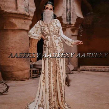 Laxsesu Müslüman Uzun Abiye Tam Kollu Aplikler Fas Kaftan Suudi Arabistan balo kıyafetleri 2022 Örgün Balo Abiye