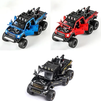 1: 24 Alaşım Off-Road Araçlar Geri Kuvvet Simülasyon Araba Modeli Süsler çocuk Oyuncakları Raptor F150 Motosiklet İle