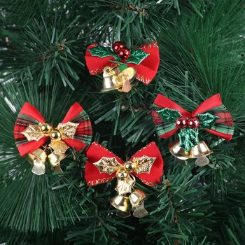 24 Türleri noel yayı Bells ile Noel 5 Paket Mini İlmek Zanaat Hediye Süs Noel Çelenk Ağacı Yeni Yıl Asılı Dekorasyon