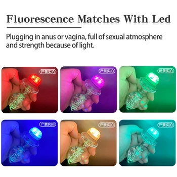 Cam Anal Plug Dilatör Butt Plug Anal topları Kadınlar İçin Uzaktan kumanda değişen renk ışıkları seksi çiftler için oyuncaklar Yetişkin Ürünleri 3