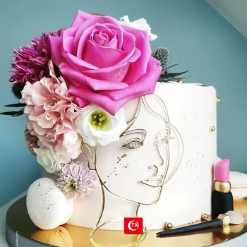 Yeni Sanat Bayan Düğün Pastası Topper Akrilik Altın Bayan Aşk Düğün Pastası Topper Doğum Günü Düğün Parti Malzemeleri için Kek Süslemeleri 1