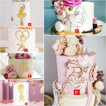 Yeni Sanat Bayan Düğün Pastası Topper Akrilik Altın Bayan Aşk Düğün Pastası Topper Doğum Günü Düğün Parti Malzemeleri için Kek Süslemeleri 3