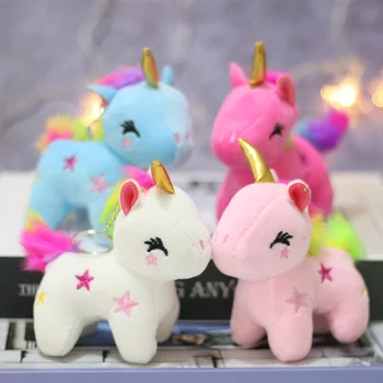 10cm Sevimli Unicorn Bebek Sırt Çantası Kolye Anahtarlık Süsler Yumuşak Dolması Karikatür Hayvan Midilli Bebek peluş oyuncaklar Kız doğum günü hediyesi