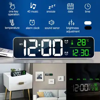 LED dijital alarmlı saat Saat Çift Modlu Yatak Odası Erteleme Elektronik USB Masaüstü Ayna Saatler Ev masa süsü 5 Parlaklık Ayarı