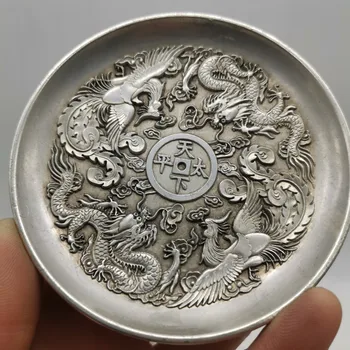çin tibet gümüş çeşitli ejderha buda heykeli gümüş dolar sikke Plaka metal el sanatları Aile dekorasyon