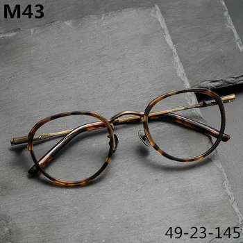Japon El Yapımı Saf Titanyum Asetat Gözlük Çerçeve Erkekler Vintage Yuvarlak Ultralight Miyopi Gözlük Kadın Reçete Gözlük 3