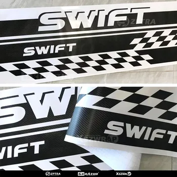 Araba Hood Bonnet Vinil Çıkartmaları Oto Kapı Yan Etek Sticker Suzuki-Swift Spor Karbon Yarış Şekillendirici Vücut Çizgili Aksesuarları 4