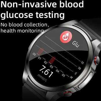 2023 EKG + PPG akıllı saat Erkekler Non İnvaziv Kan Şekeri Ölçüm Basıncı Kalp Hızı Sıcaklık Egzersiz Spor SmartWatch 0