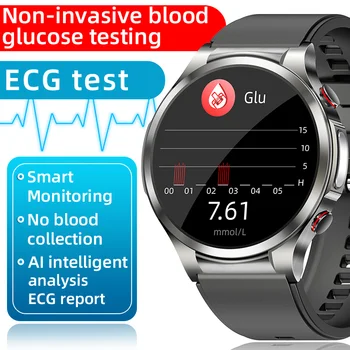 2023 EKG + PPG akıllı saat Erkekler Non İnvaziv Kan Şekeri Ölçüm Basıncı Kalp Hızı Sıcaklık Egzersiz Spor SmartWatch 3