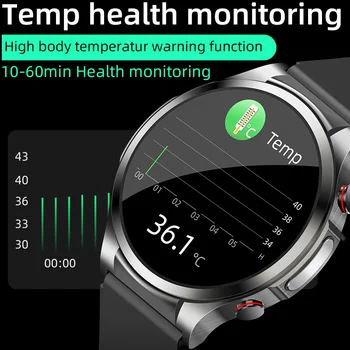 2023 EKG + PPG akıllı saat Erkekler Non İnvaziv Kan Şekeri Ölçüm Basıncı Kalp Hızı Sıcaklık Egzersiz Spor SmartWatch 4